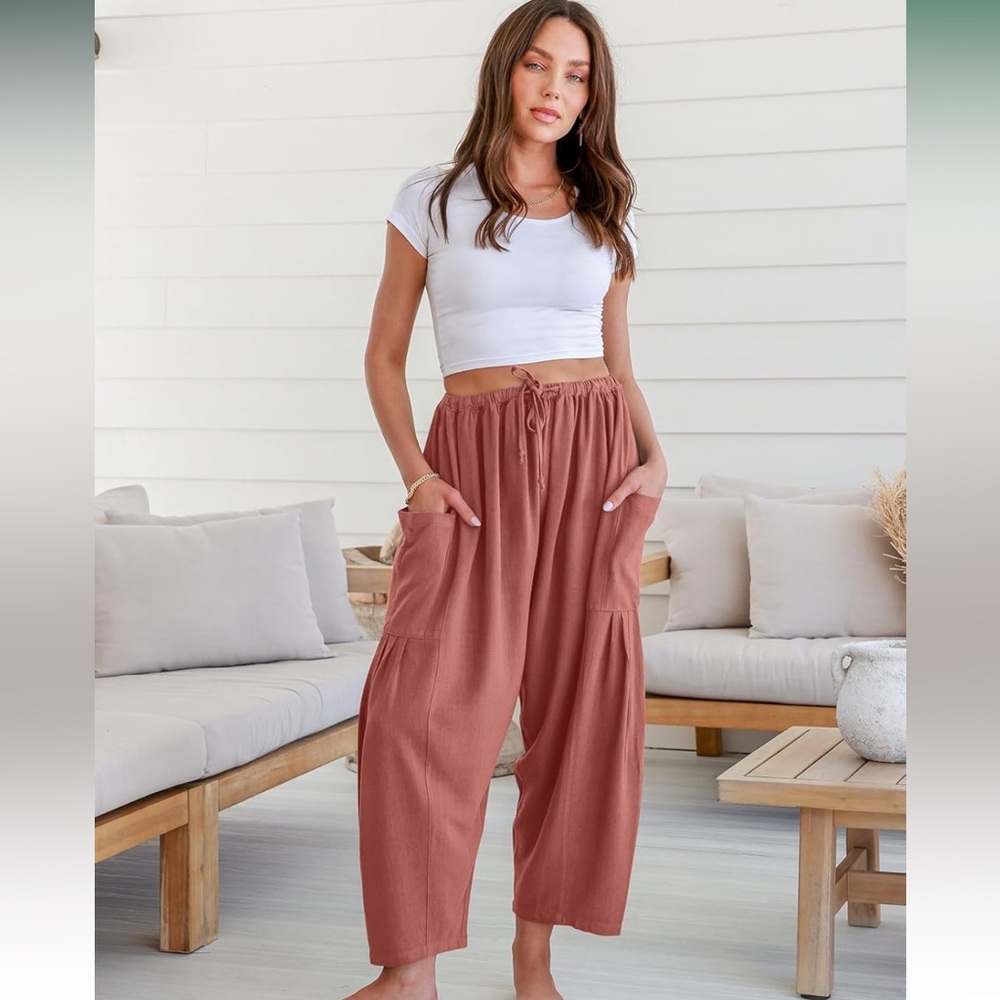 Tarse Coral Wide-Leg Pants